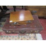 2 leather suitcases