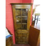 Quality oak & glazed corner cabinet