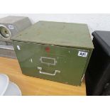 Veteran series British made mid century green metal filing drawer