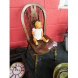 Wheelback child's chair & vintage doll