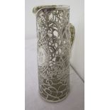 Unusual Art Nouveau style silver and glass jug A/F