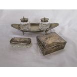 Collection of silver & glass to include inkwells