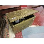 Brass coal box and contents