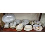 Shelf of china to include Noritake tea service, Royal Worcester etc