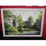 Oil on canvas - Harvington Hall signed P Elston