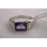 White gold amethyst set ring