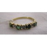 Gold emerald & diamond half hoop ring