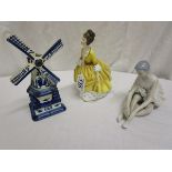 Royal Doulton figurine - HN 2307 - Delft windmill & Lladro style figure