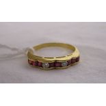 18ct baguette ruby & diamond ring