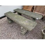 Pair of stone squirrel pedestal benches