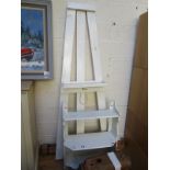 2 easels & painted shelves