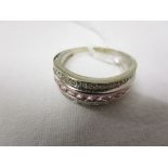 White gold pink tourmaline & diamond set ring
