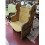 Antique pine chapel chair