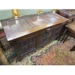 Early oak coffer with candle box