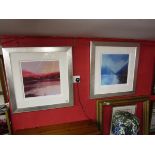 Pair of L/E signed prints - Coral view & Blue tones