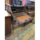 Small mahogany bureau on cabriole legs