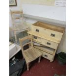 Antique pine chest of 2 over 2 drawers A/F & 2 chairs