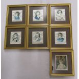 Set of 7 framed Italian silks