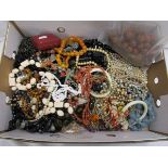 Large box of beaded necklaces