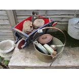 Jam pan, miniature wheelbarrow etc