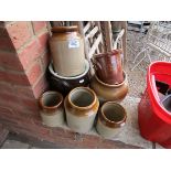 Collection of stoneware pots