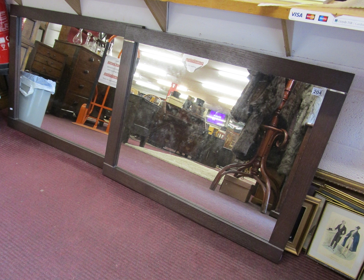 Pair of large oak framed mirrors