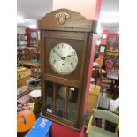 Edwardian oak wall clock