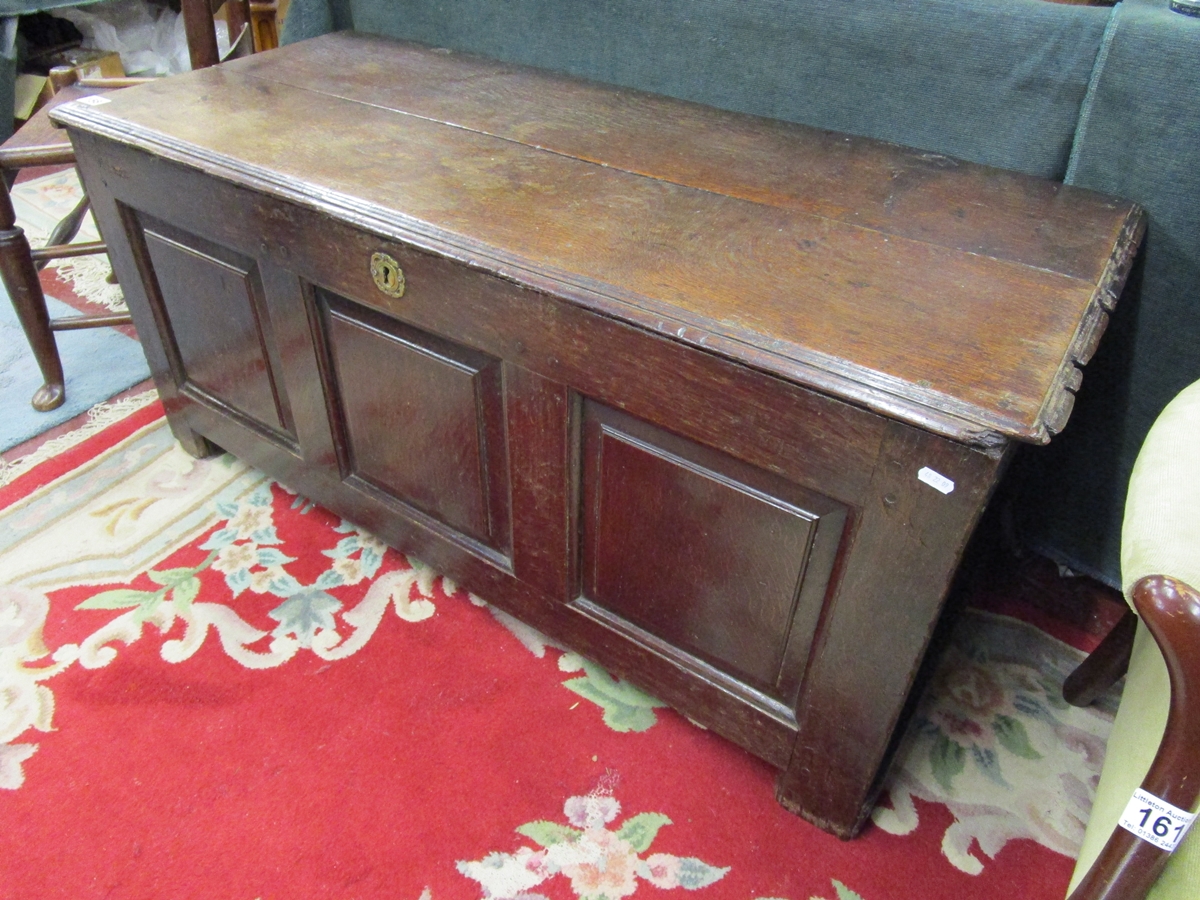 Early 3 panel oak coffer