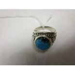 Silver turquoise set ring