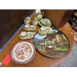 Collection of Oriental china & oil on glass painted tray