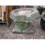 Octagonal stone bird bath