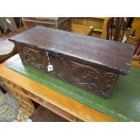 Oak Bible box with carved front