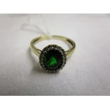 Gold green garnet & diamond cluster ring