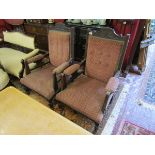 Pair of upholstered Edwardian armchairs