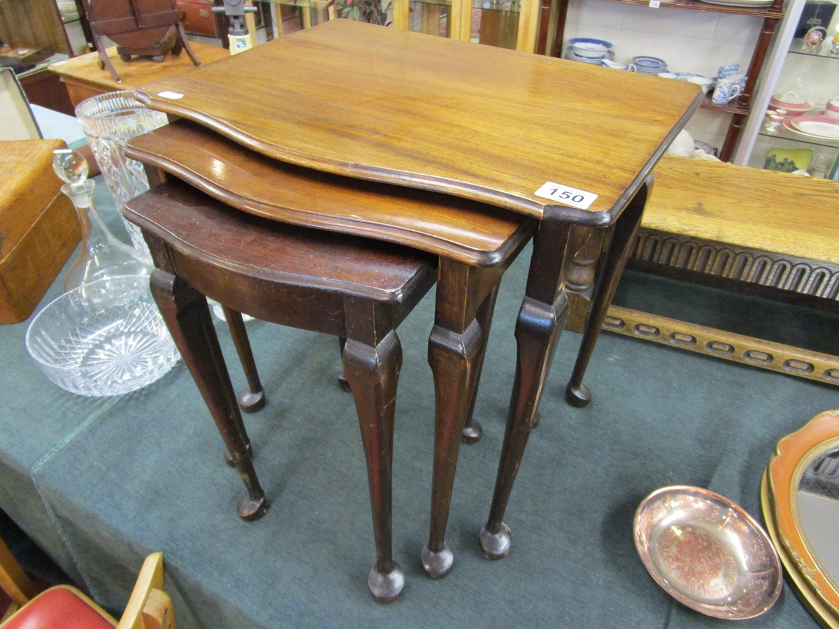 Nest of 3 mahogany tables