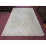 Geometric pattern cream style wool rug