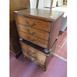 Small pair of antique 3 drawer chests