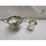 Hallmarked silver trident & cup together with a 2 handled silver tazza