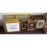 Collection of pictures, mostly gilt framed