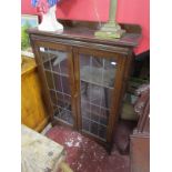 Oak lead & glass fronted display cabinet