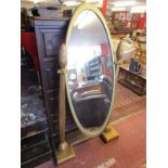 Gilt heavy based cheval mirror