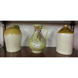 2 stoneware demi johns & Cranston pottery jug