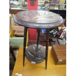 Small carved 3 leg occasional table