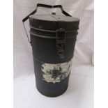 A vintage British military food storage flask / Thermos, glass lined pressed metal containing