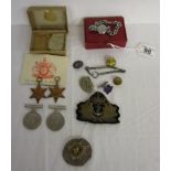 Boxed WWII medals etc