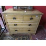 2 over 2 chest of antique pine drawers