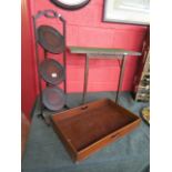 Folding cake stand, card table & large butlers tray