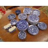 Large collection of blue & white Calico Burleigh ware