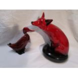 Flambé fox & duck figurines by Royal Doulton