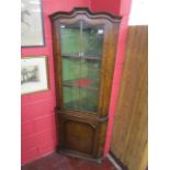 Walnut glazed corner cupboard